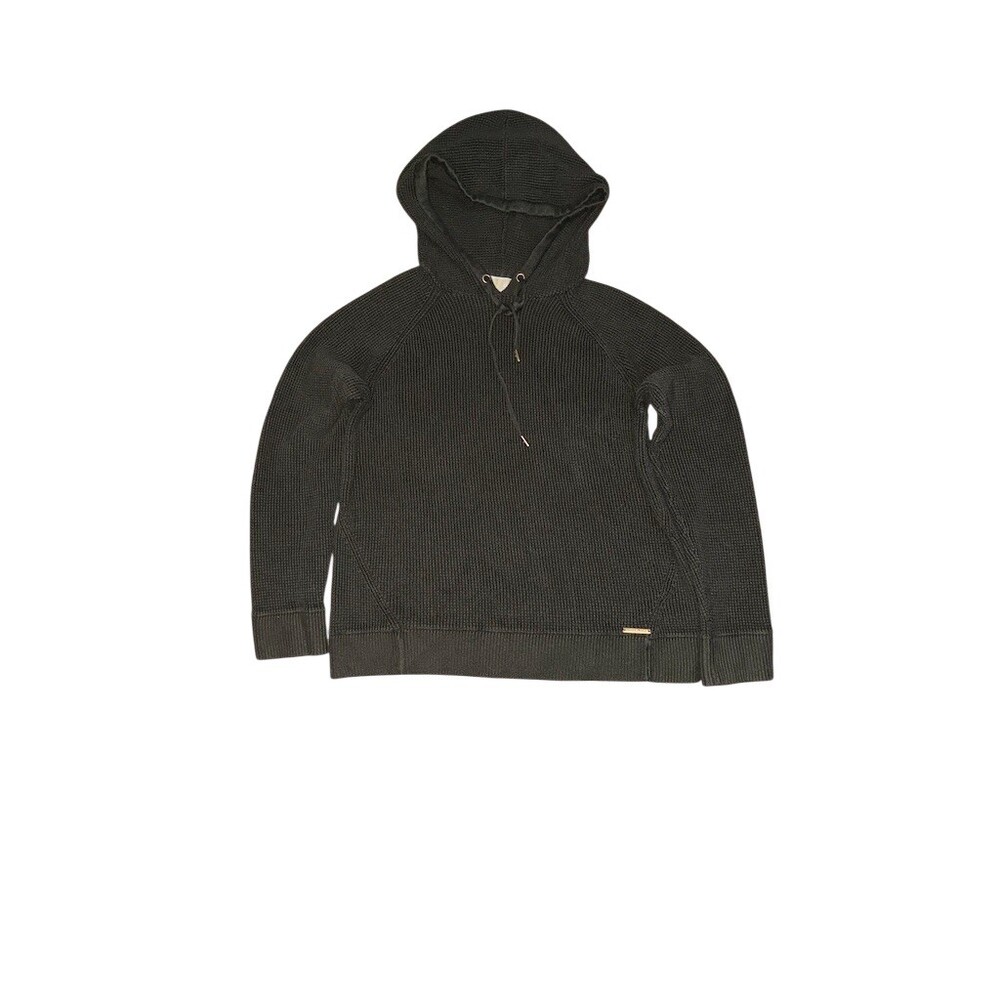 Michael Kors Sweater Hoodie Womens M Olive Green Waffle Knit Pullover